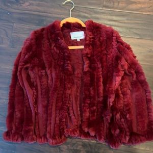 Heartloom Rosa red rabbit fur jacket Xs
